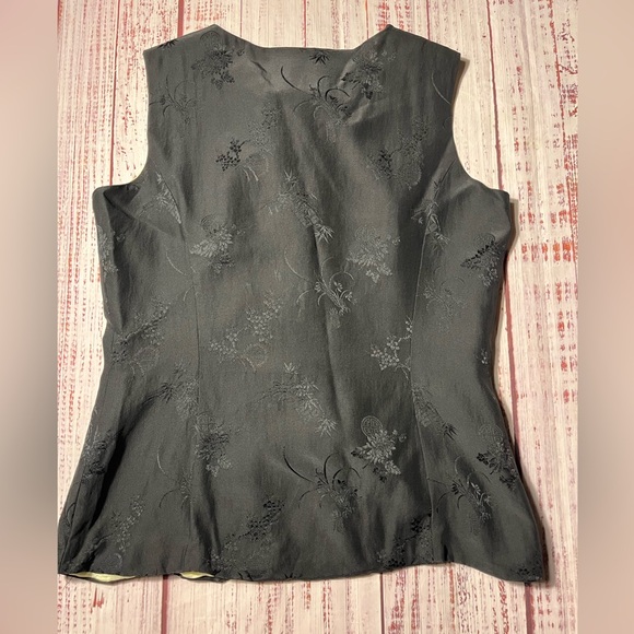 Elegant Tailor Lau vintage silk Black Sleeveless Top with frog closure - Picture 3 of 4